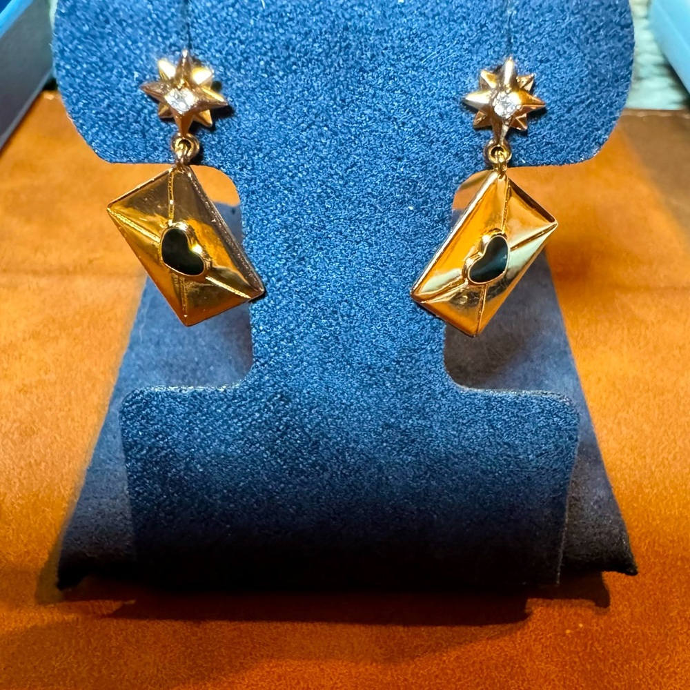 NWOT 18K Yellow Gold Plated Love Letter Pierced Earrings